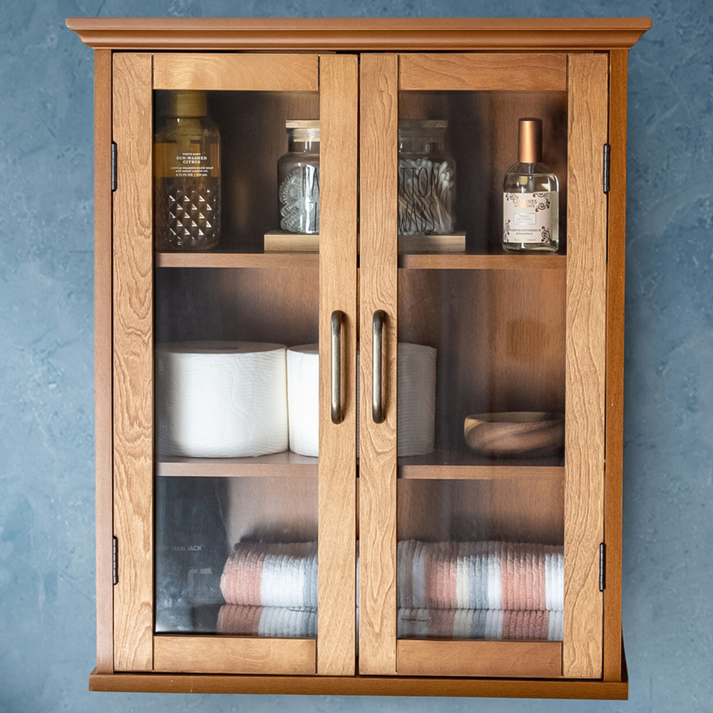Teamson Home Avery 2 Door Oil Oak Removable Wall Cabinet Image 1