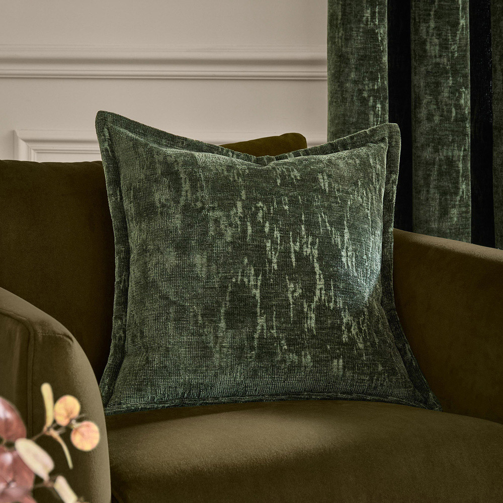 Paoletti Aurelio Jacquard Emerald Chenille Cushion 45 x 45cm Image 2