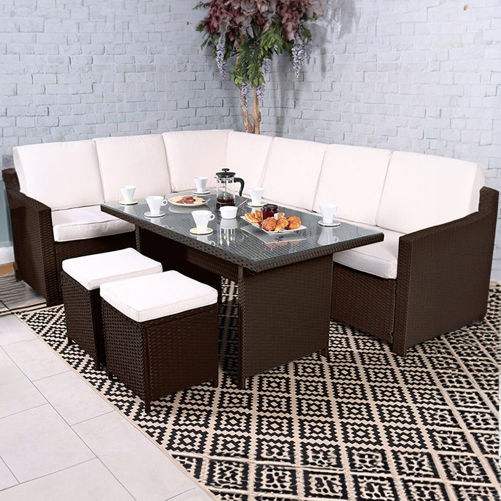 Royalcraft Berlin Brown Corner Sofa Lounge Set Image 1