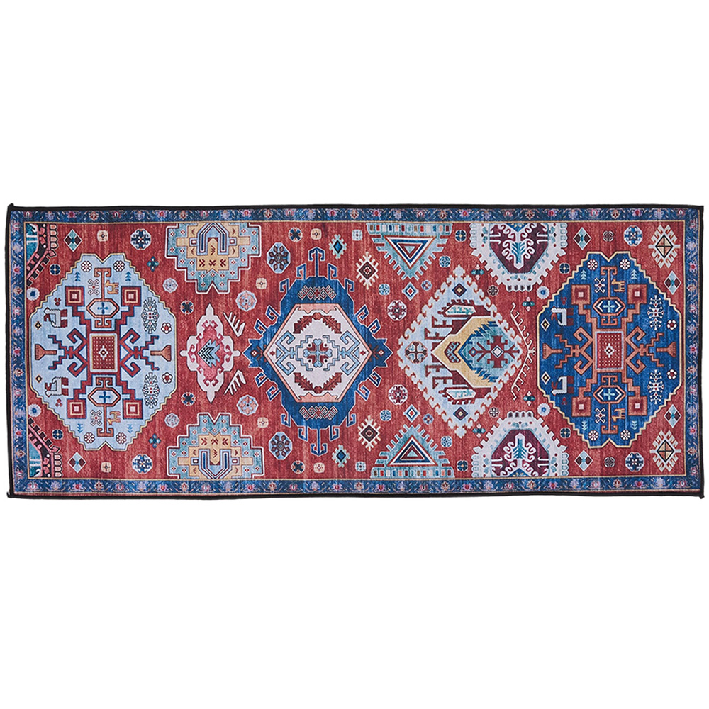 Living and Home Bohemian Eclectic Geometric Non-Slip Runner Rug 240 x 60cm Image 1