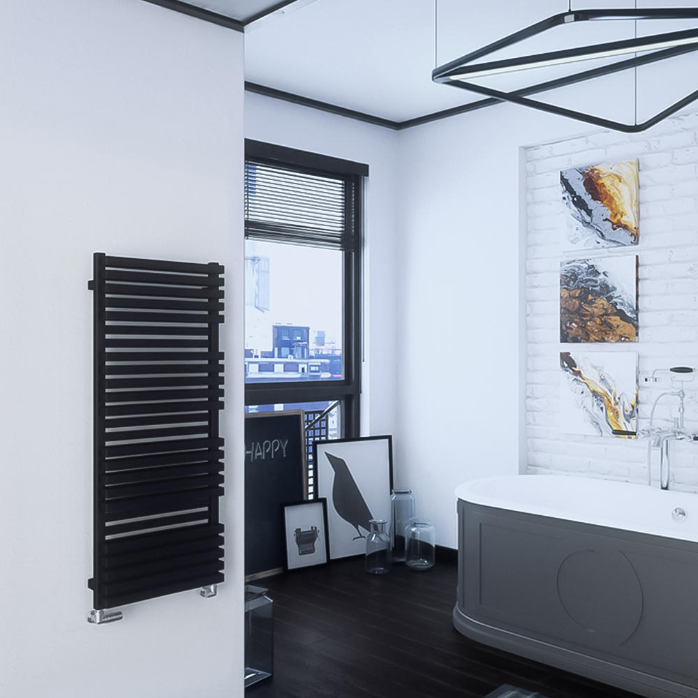 Terma Quadrus Bold 2847BTU Metallic Black Heated Towel Rail 1185 x 450mm Image 4