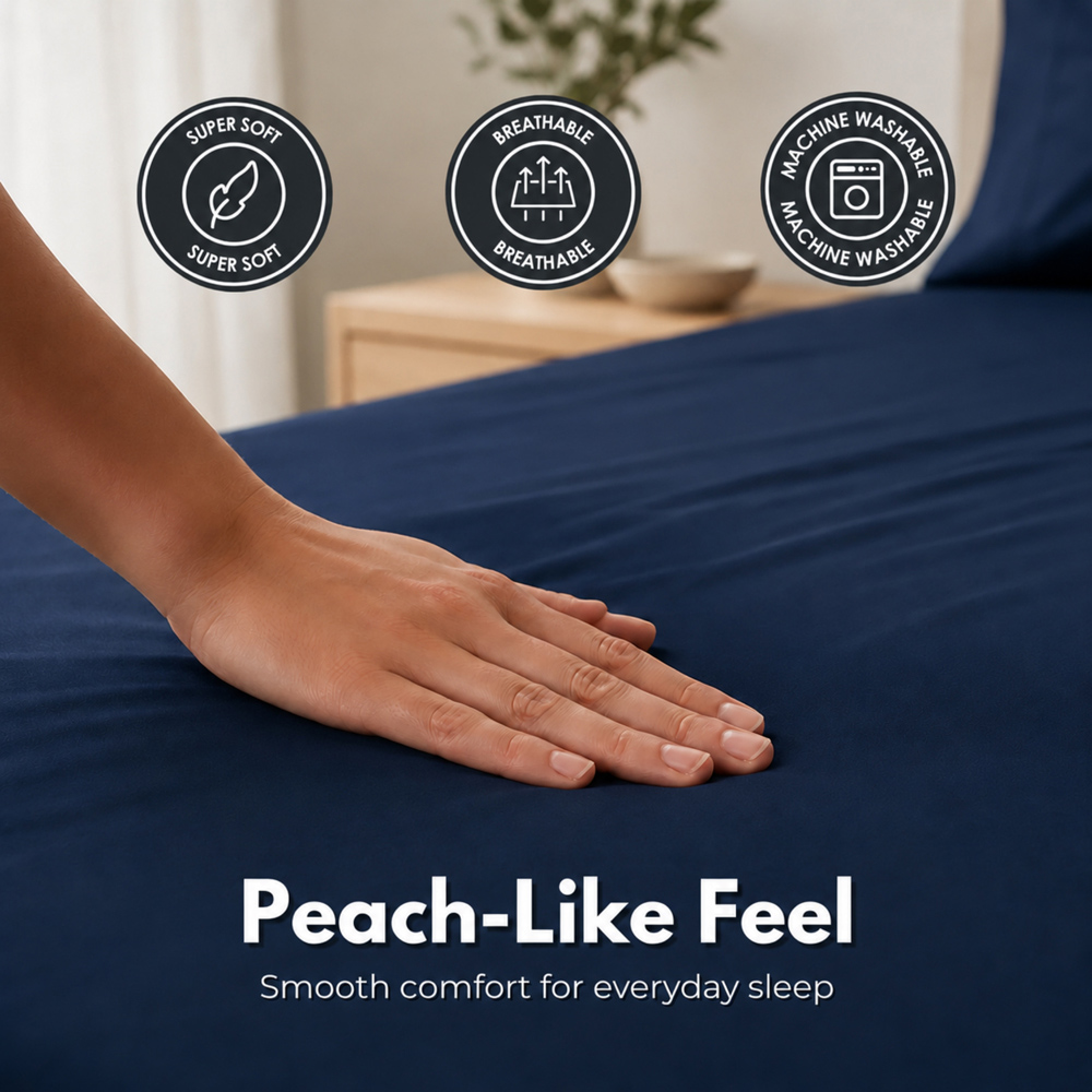 MHG Living Super King Size Navy 30cm Deep Pocket Fitted Sheet Image 4