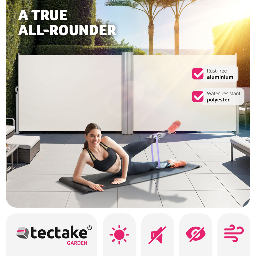 tectake Beige Double Sided Retractable Side Awning 1.6 x 6m Image 8