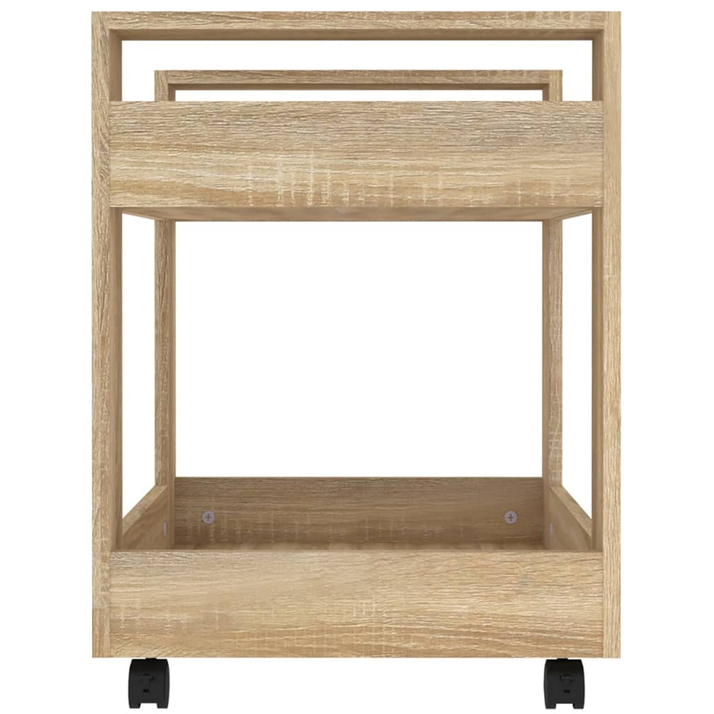 vidaXL 2 Shelf Sonoma Oak Wooden Desk Trolley Image 4