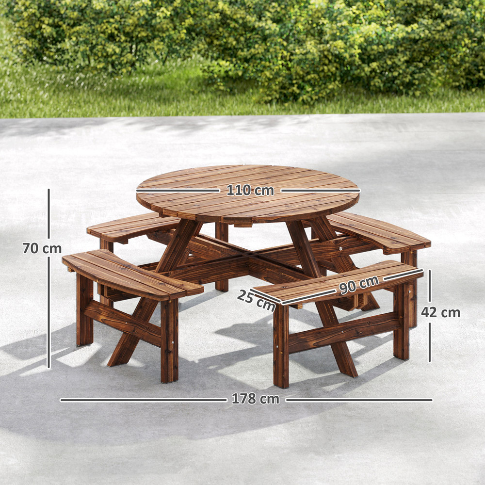 Outsunny 8 Seater Wooden Round Garden Dining Set with Parasol Hole Tan Image 8