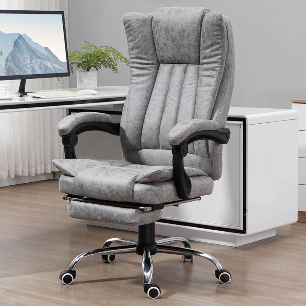Portland Grey Microfibre Swivel Vibrating Massage Office Chair Image 1