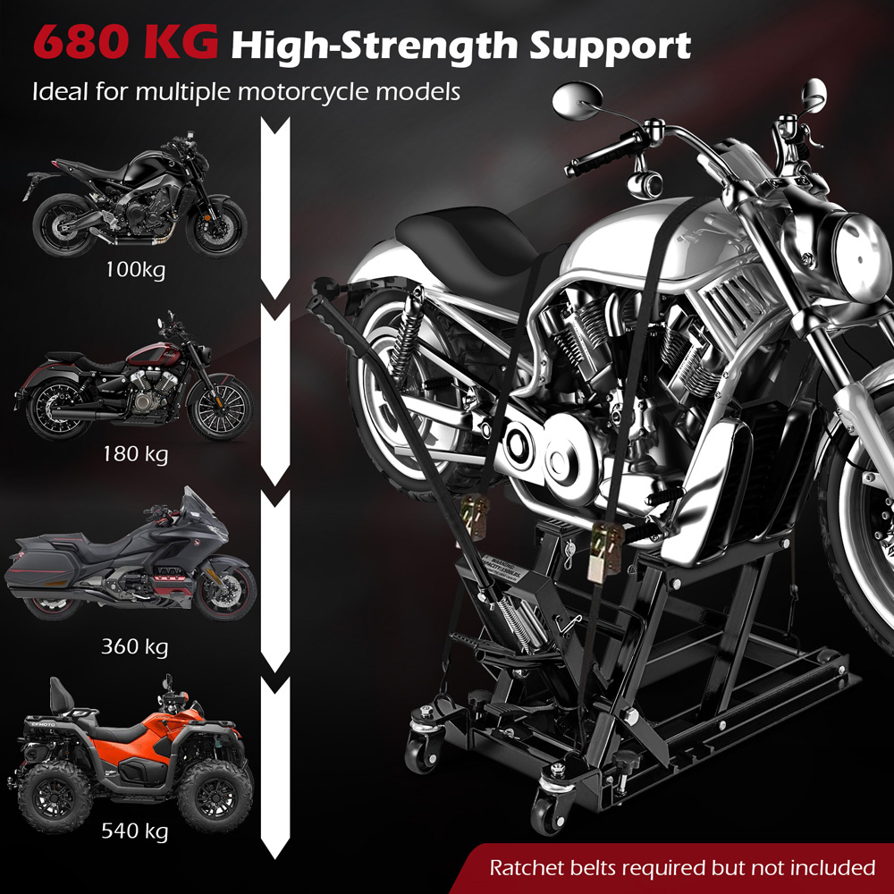 Costway 680kg Black Adjustable Motorcycle Hydraulic Lift Image 4