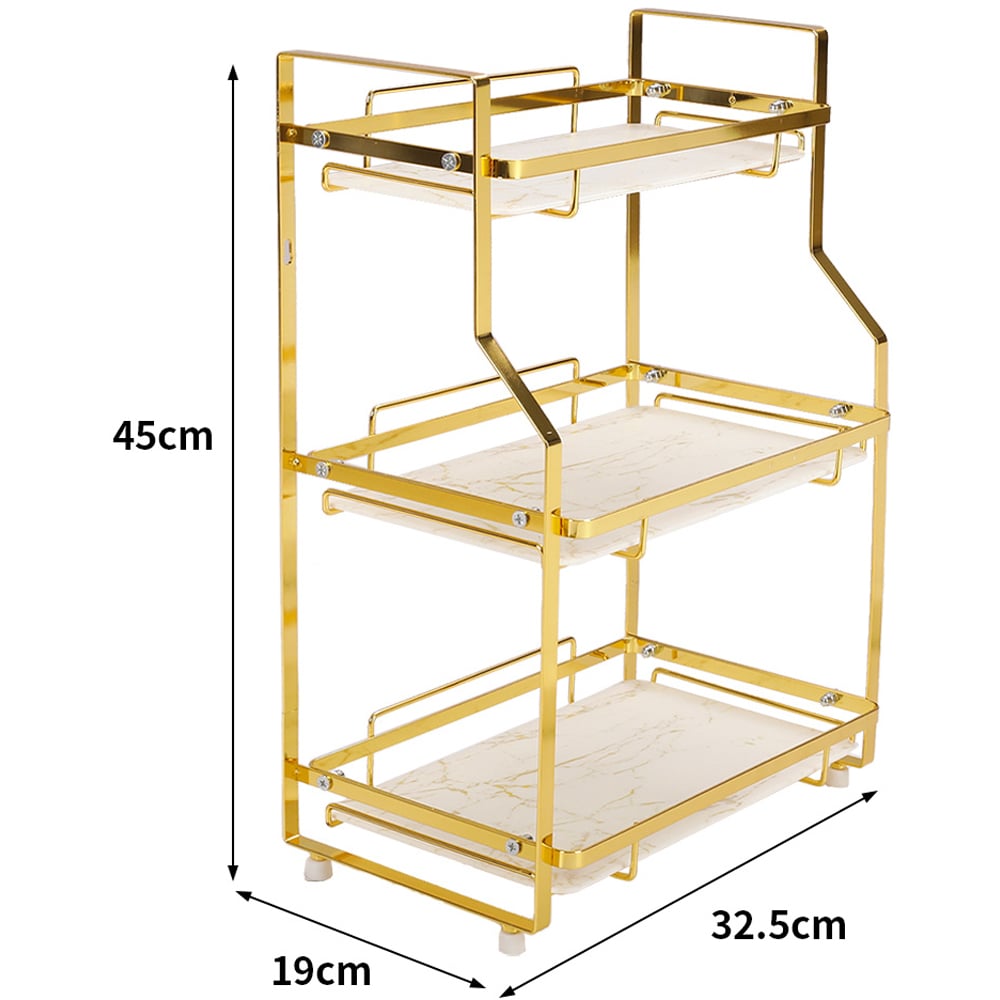 H&O Direct 3 Shelf Gold Storage Rack Image 4