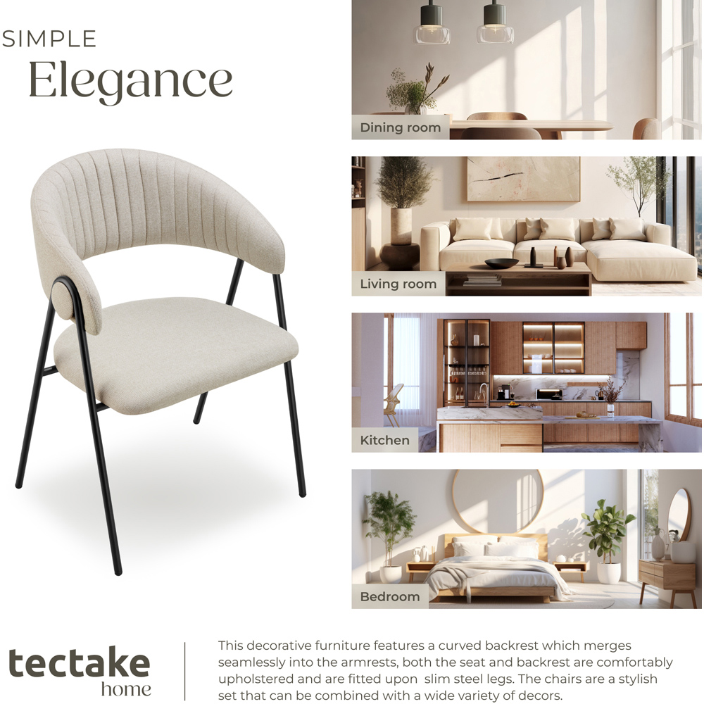 tectake Bedano Set of 6 Greige Dining Chair Image 7