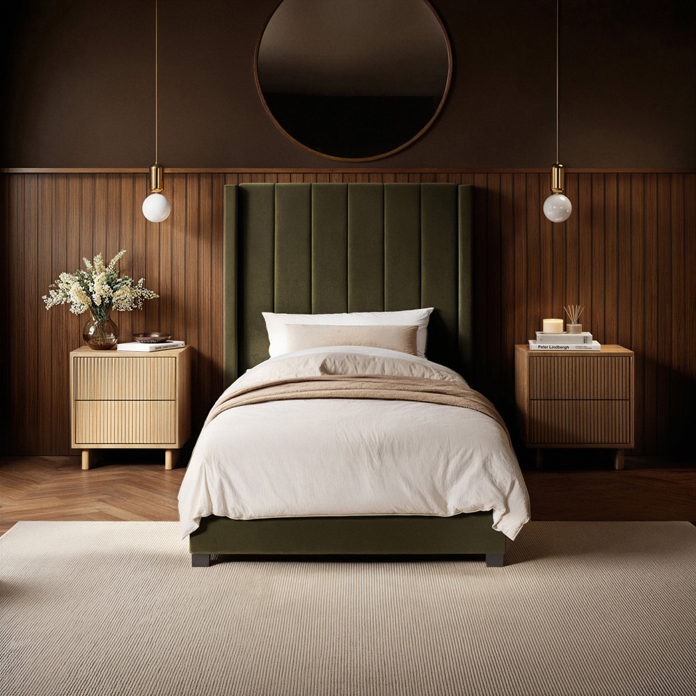 Flair Tiggy Single Khaki Velvet Ottoman Bed Image 4