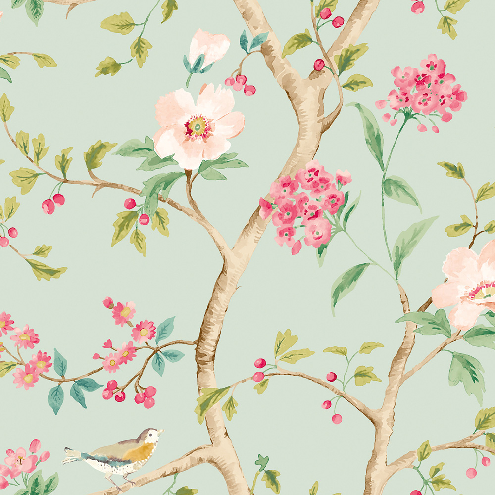 Hoopla Walls Purity Bird Song Green Wallpaper Image 1