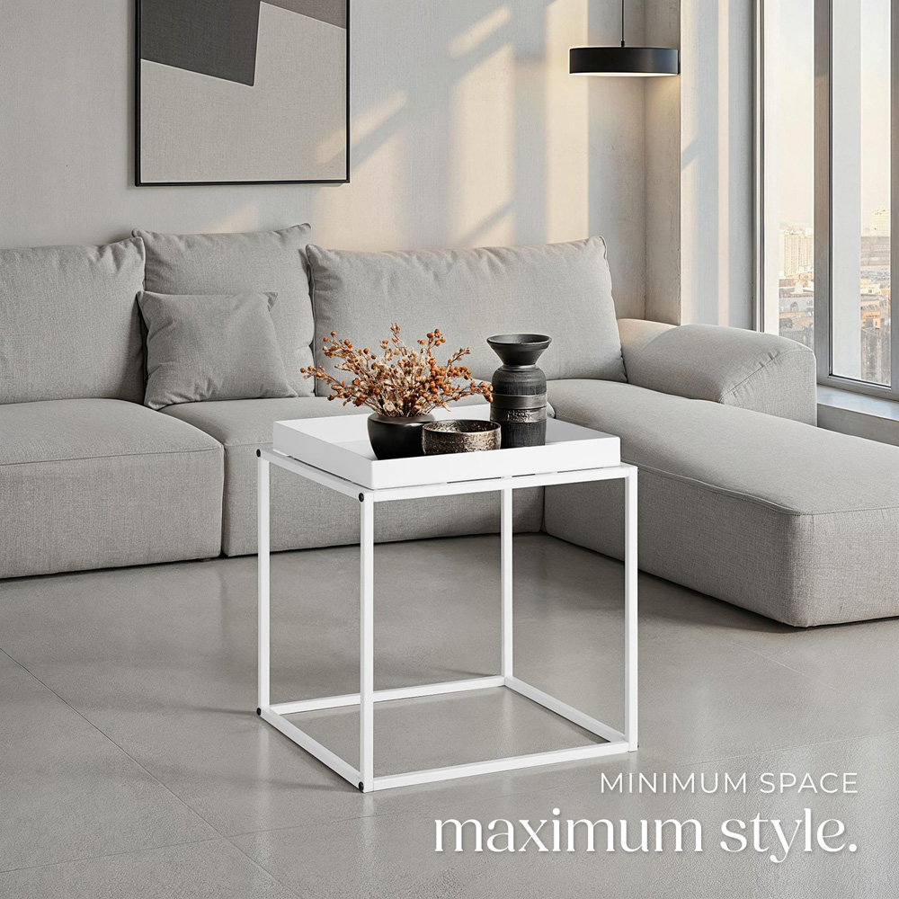 tectake Cambridge Single Shelf White Bedside Table Image 7