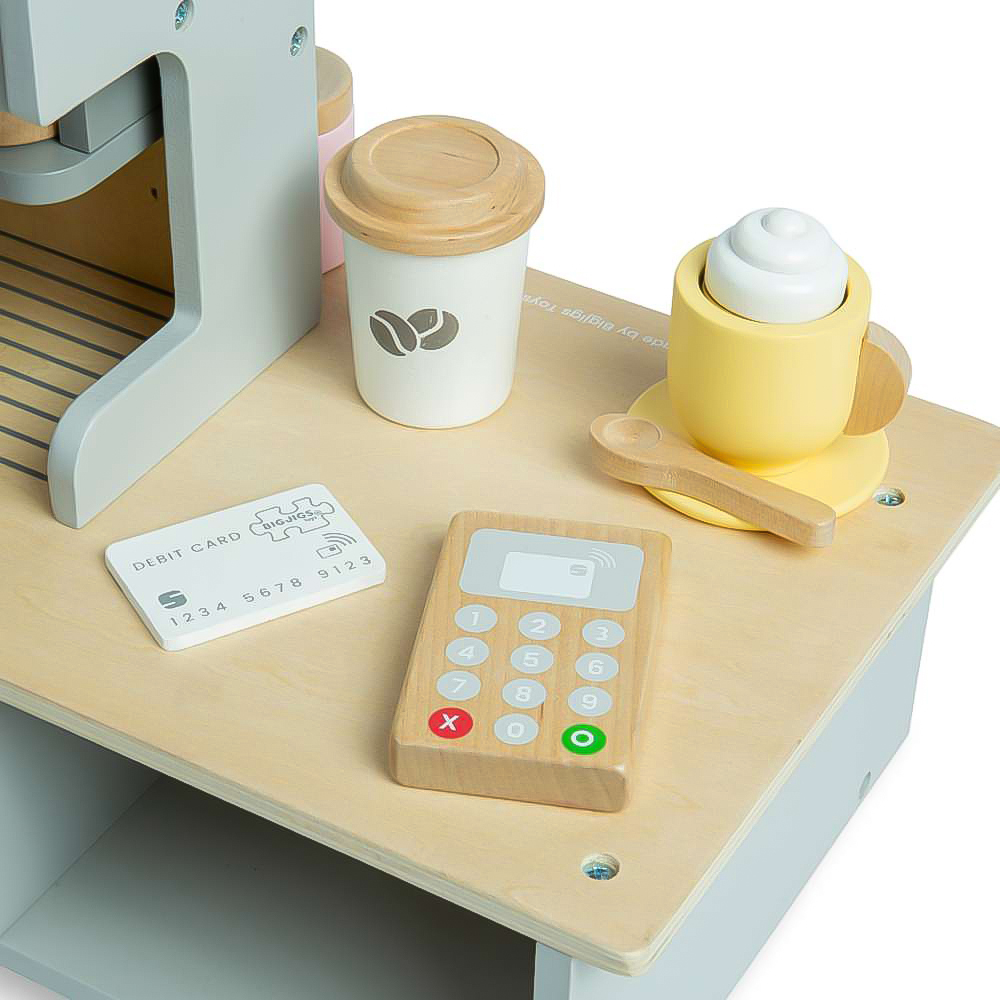Bigjigs Toys Kids Wooden Coffee Shop Playset Image 8