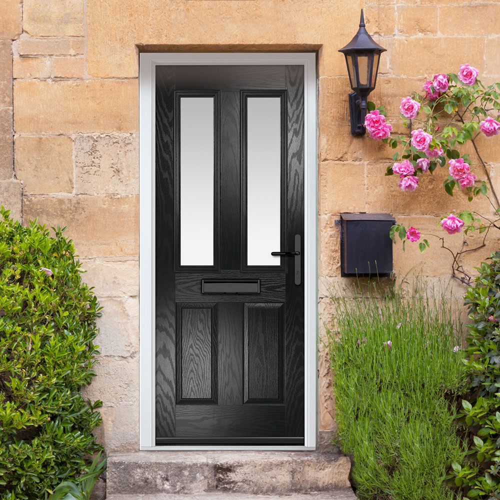 Crystal-Direct Carnoustie Black GRP Clear Glass Left Hand Open Front Door 2090 x 890mm Image 2