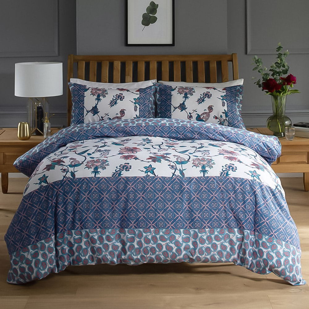 Deyongs Jacobean Super King Size Blue Duvet Set Image 1