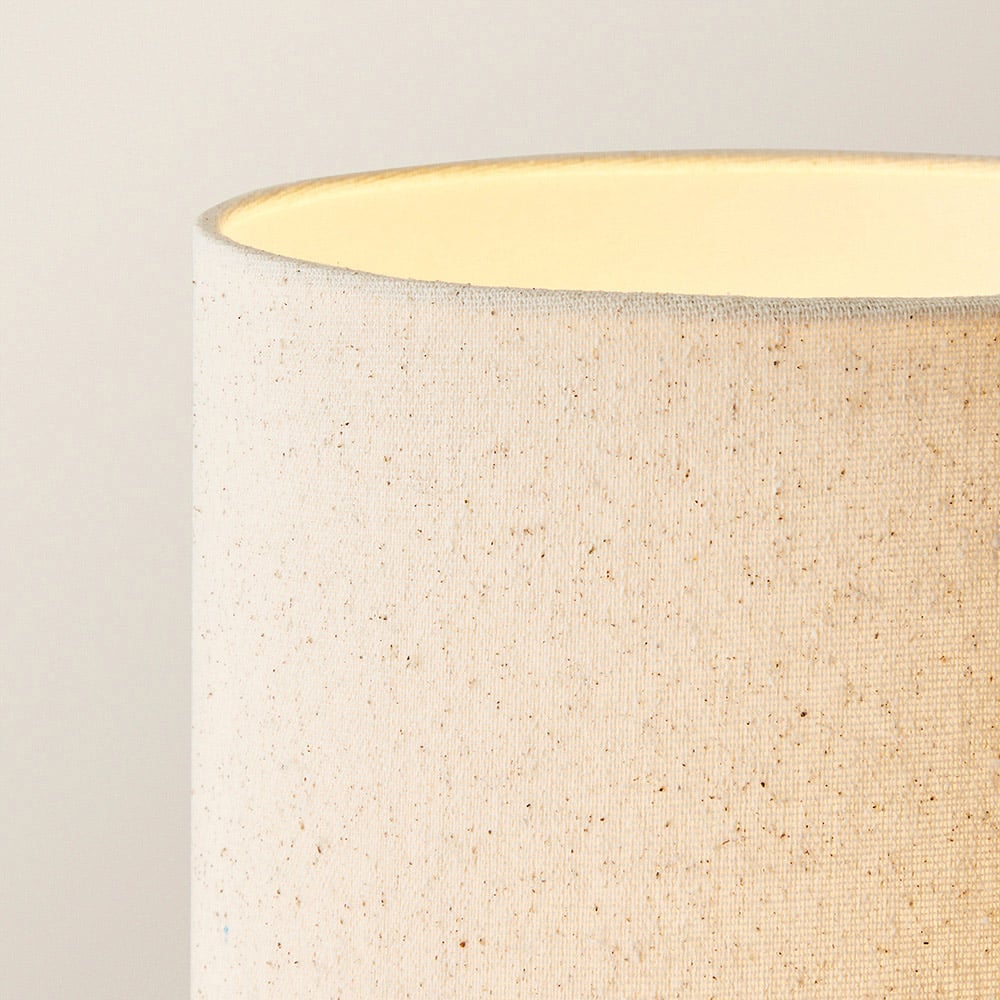ValueLights Wyatt Natural Linen Tall Lamp Shade Walnut Wood Bobbin LED Floor Lamp Image 3