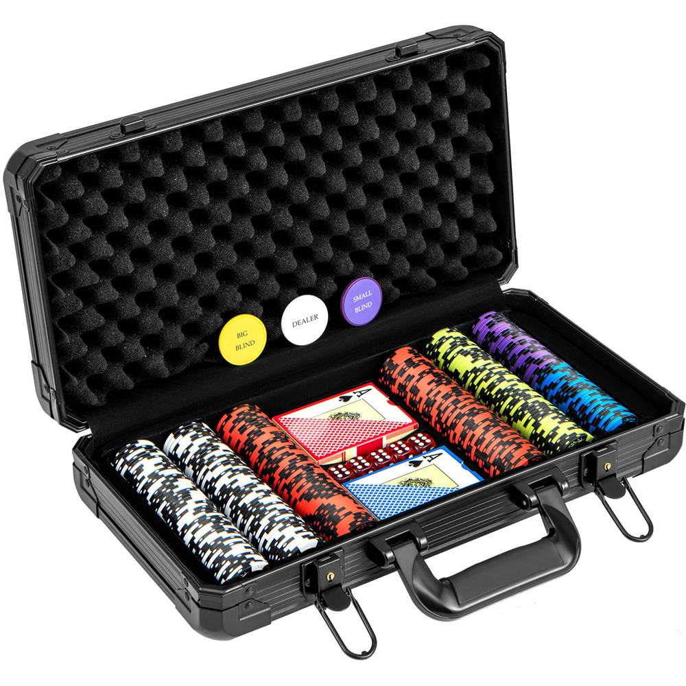Costway Black 300 Piece Texas Holdem Poker Chip Playset Image 1