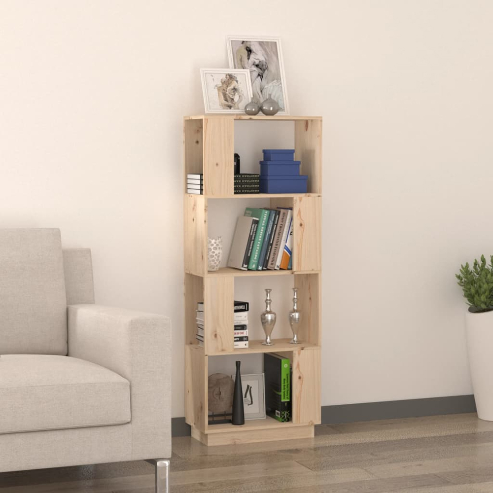 vidaXL 4 Shelf Natural Solid Pine Wood Bookcase Image 7