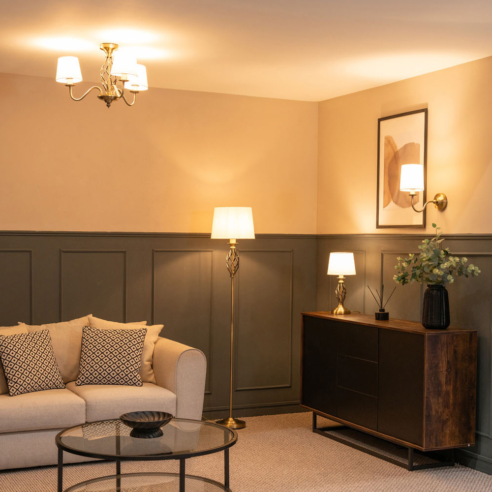 ValueLights Memphis Antique Brass Barley Twist LED Ceiling Lamp Image 2