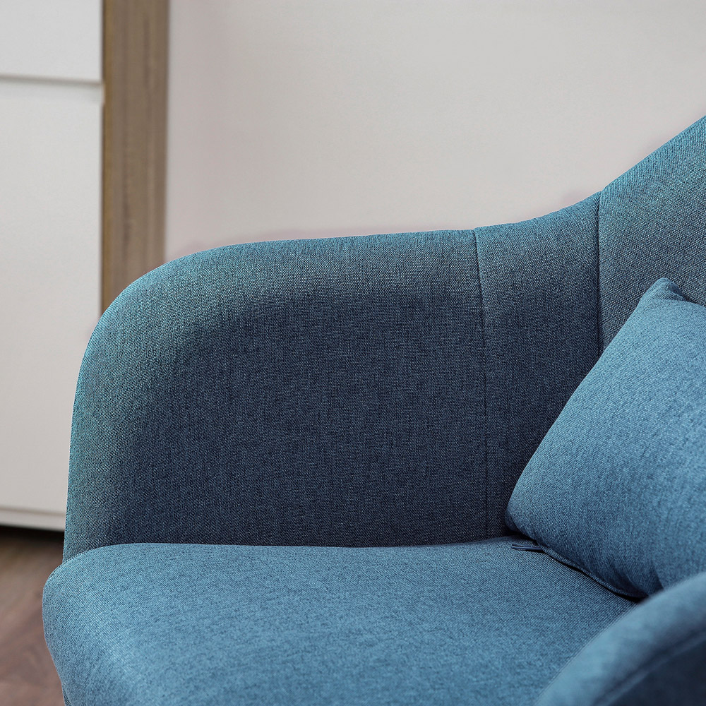 HOMCOM Blue Linen Fabric Swivel Accent Chair Image 3