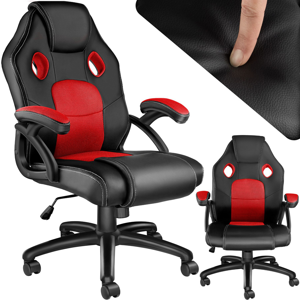 tectake Mike Black and Red Gaming Chair Image 2