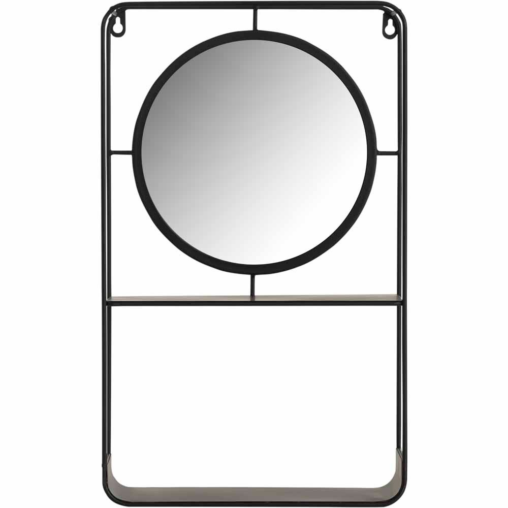 Wilko Black Shelving Mirror Unit Image 1