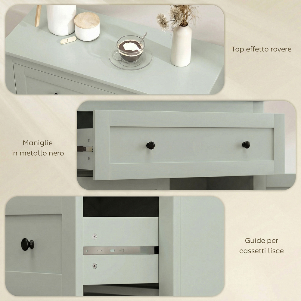 Portland 2 Door Single Drawer Green Sideboard Image 7