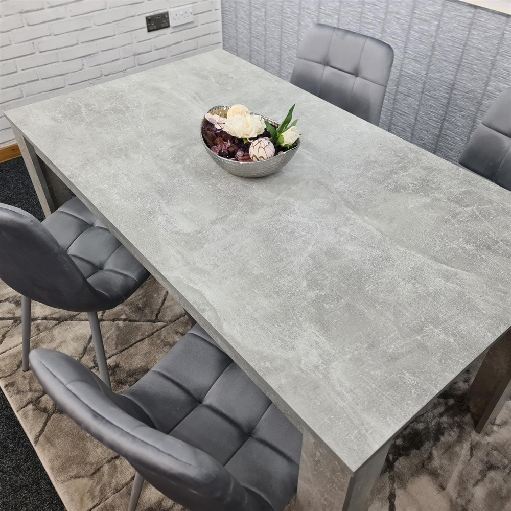 Portland Velvet 4 Seater Dining Set Stone Grey and Grey Image 2