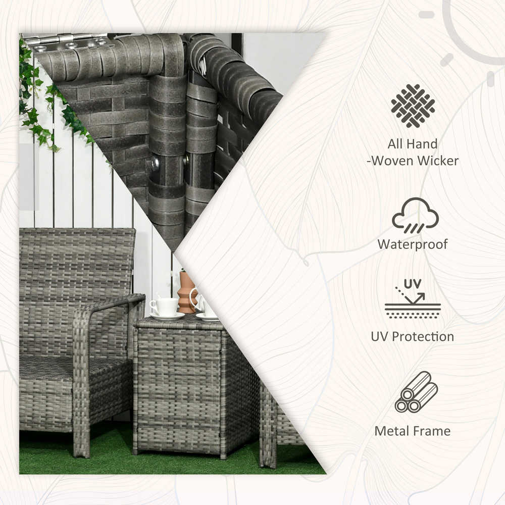 Outsunny 2 Seater Blue Rattan Lounge Set with Storage Image 4