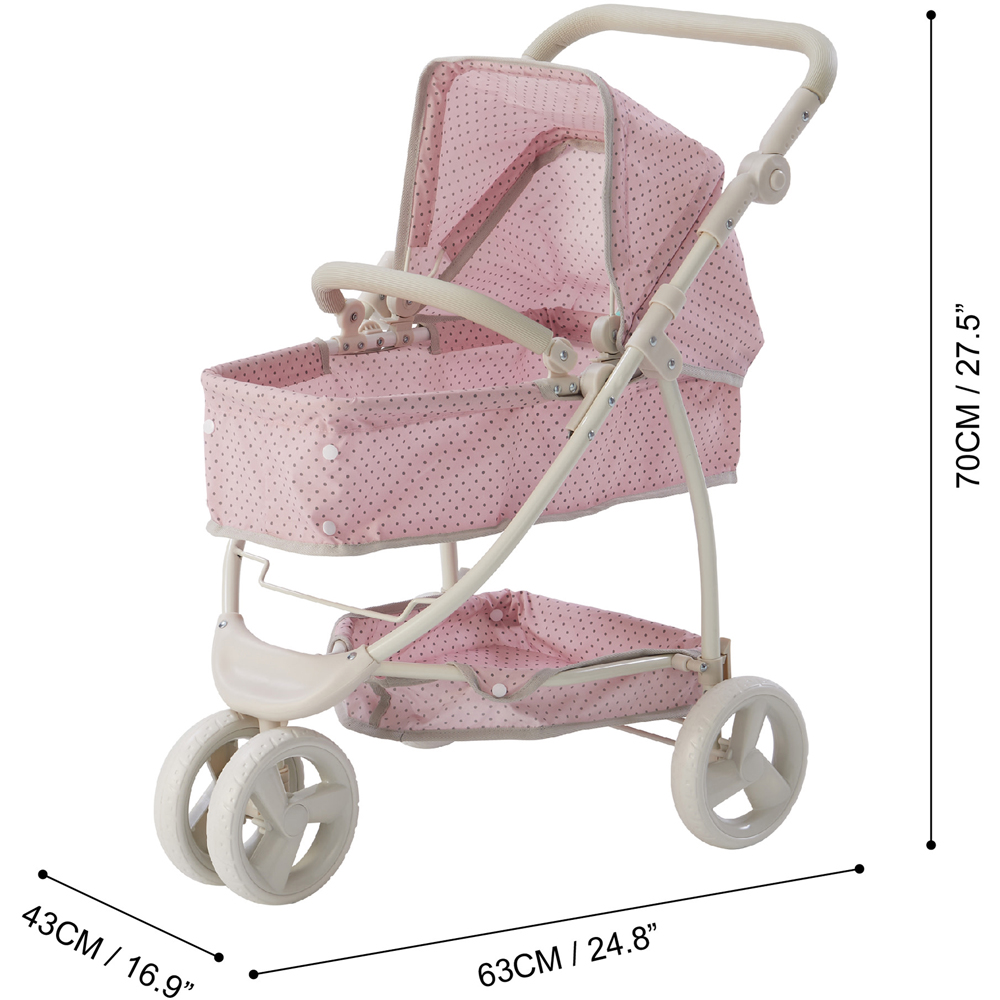 Teamson Kids Olivia's Little World 2 in 1 Pink and Grey Polka Dots Princess Baby Doll Stroller Image 8