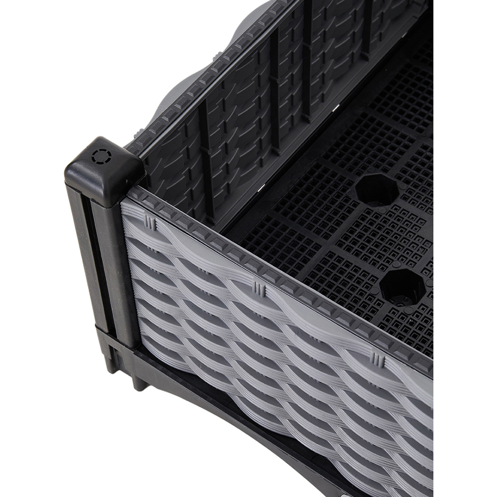 Living and Home Grey and Black Plastic Rattan Look Raised Garden Bed 22 x 120 x 40cm Image 4