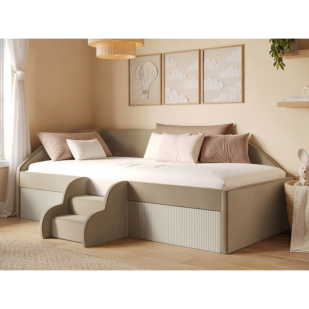 Flair Aviana Beige Velvet and Cord Low Sleeper Bed Image 6