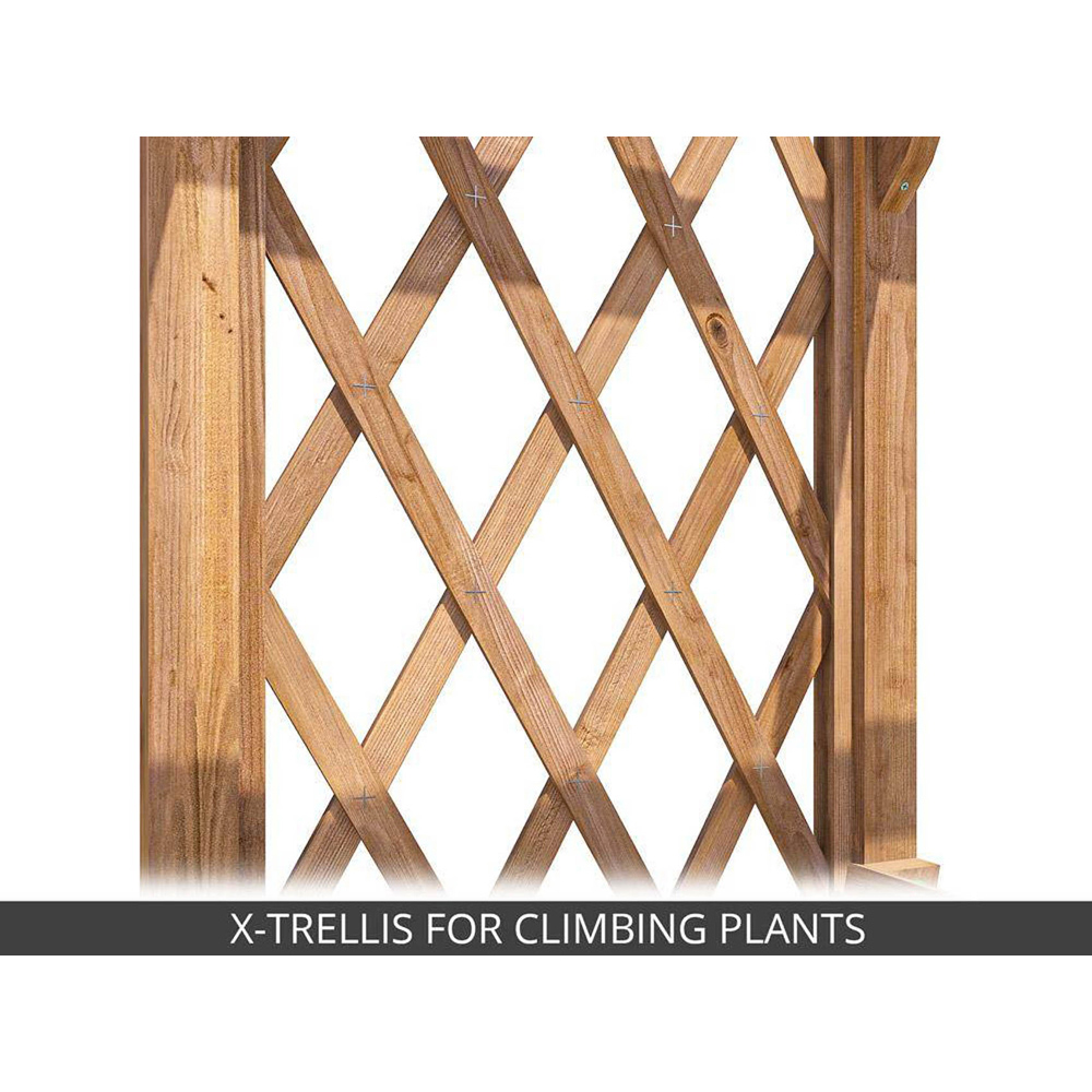 Dunster House Jasmine 2 Seater 6.5 x 5ft Brown Garden Pergola Arbour with Lattice Trellis Image 7