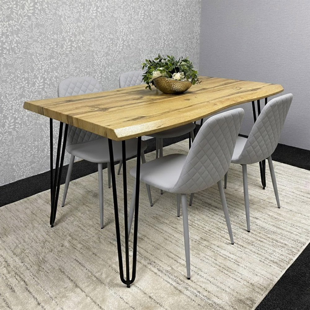 Kosy Koala 4 Seater Faux Leather Dining Set Grey Image 4