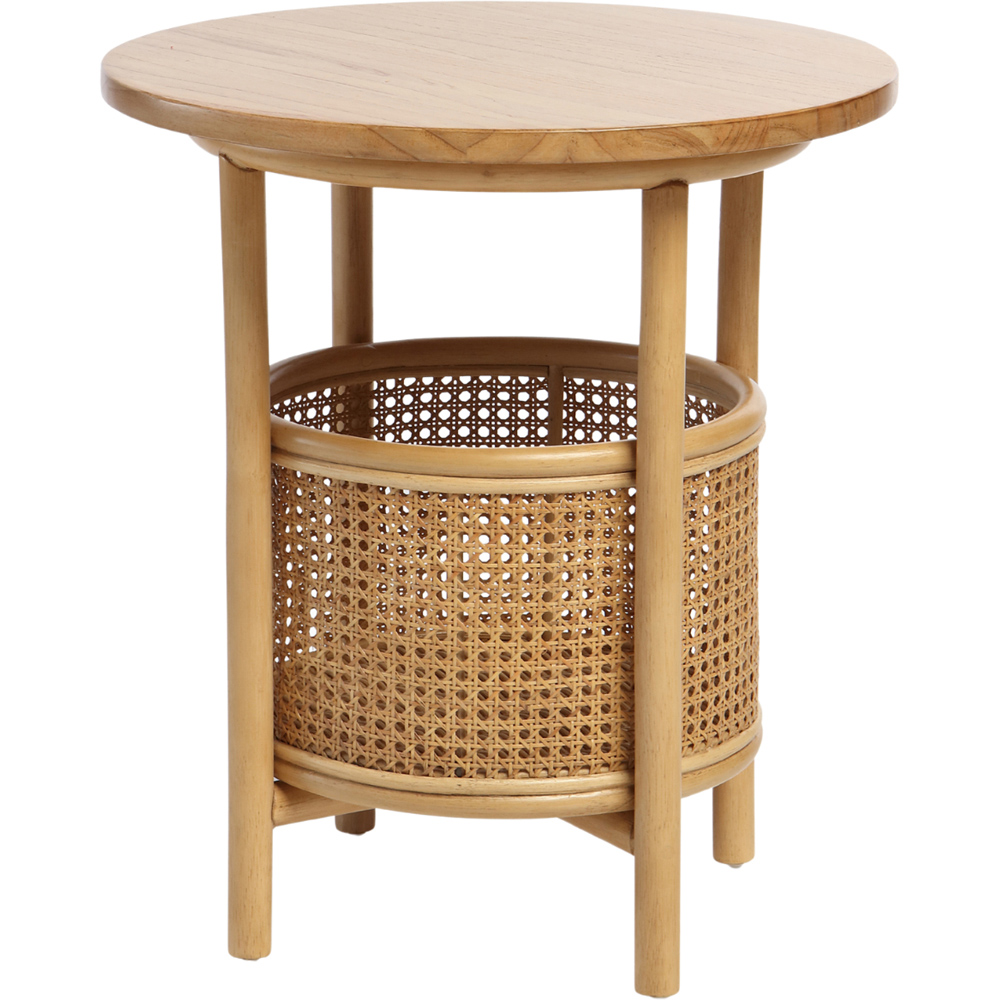 Desser Mindi Single Shelf Light Oak Natural Rattan Lamp Table Image 3