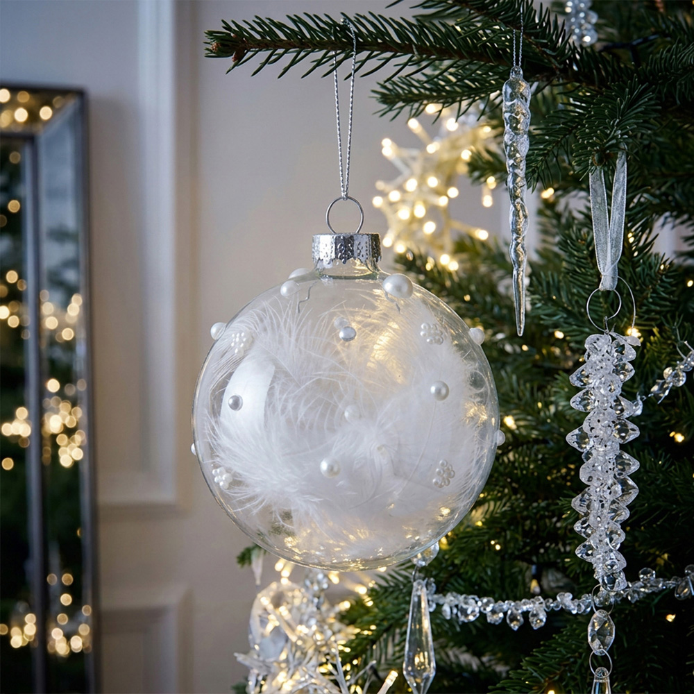 Jewelled Silver Glitter Bauble Image 2