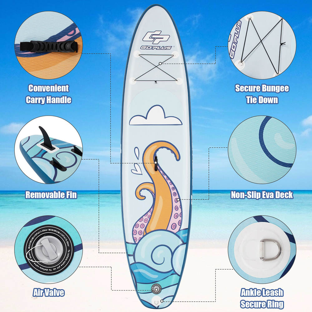 Costway Inflatable Stand Up Paddle Board with Non-Slip Deck 10.5ft Image 8