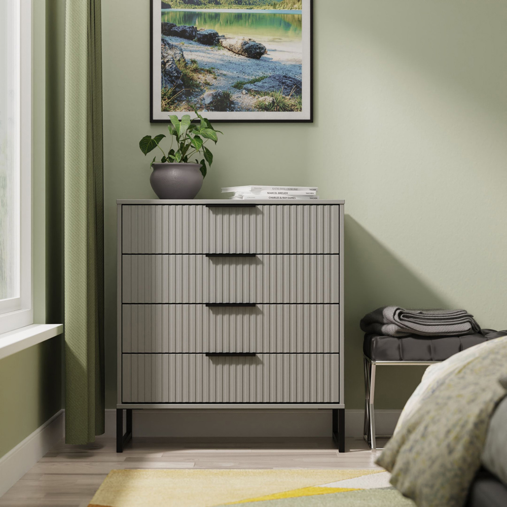 Crowndale Fluted 4 Drawer Dusk Grey Chest of Drawers Ready Assembled Image 7