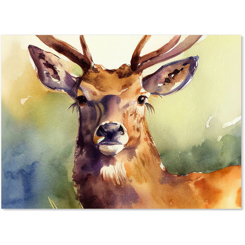 Warren Reed Designer Splendid Stag Watercolour Glass Kitchen Splashback 65 x 90cm Image 2