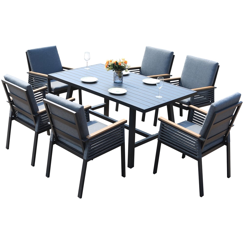 Garden Gear 6 Seater Aluminium Dining Set Grey Image 2