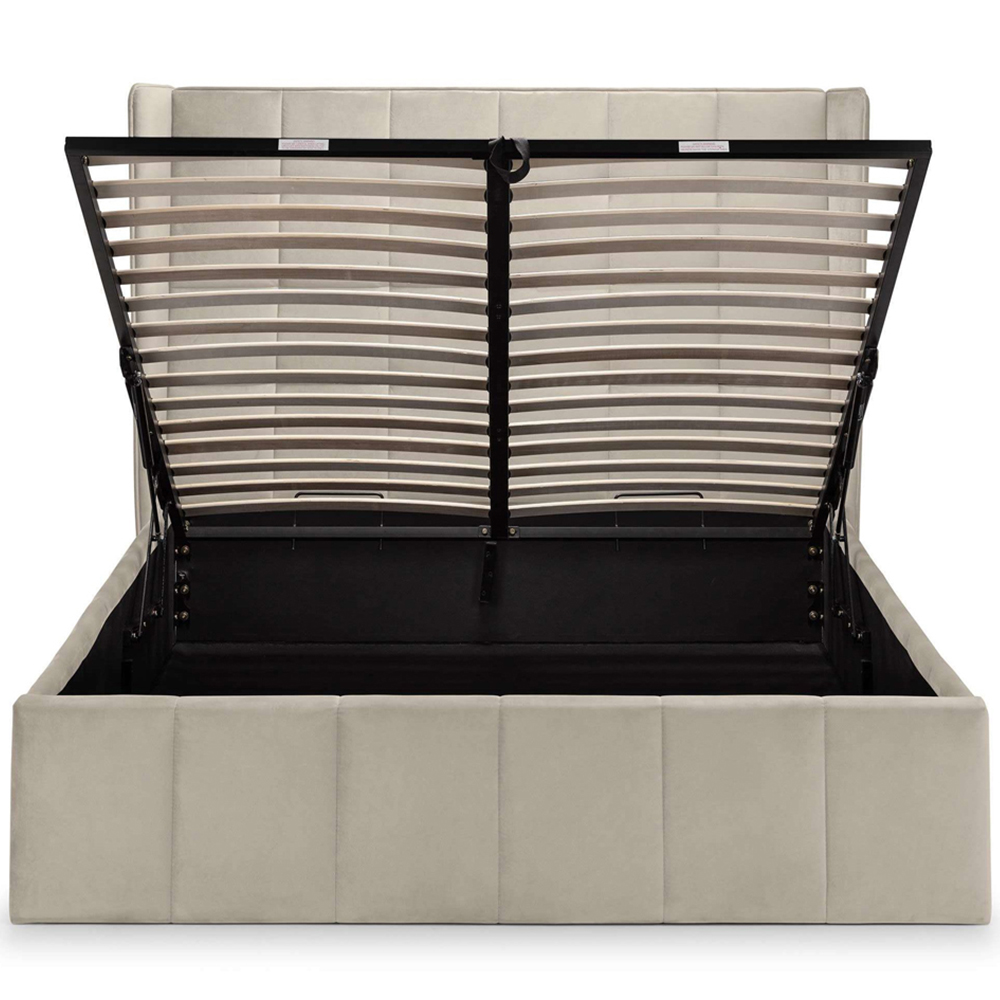 Julian Bowen Gatsby King Size Cream Velvet Winged Headboard Ottoman Storage Bed Image 5