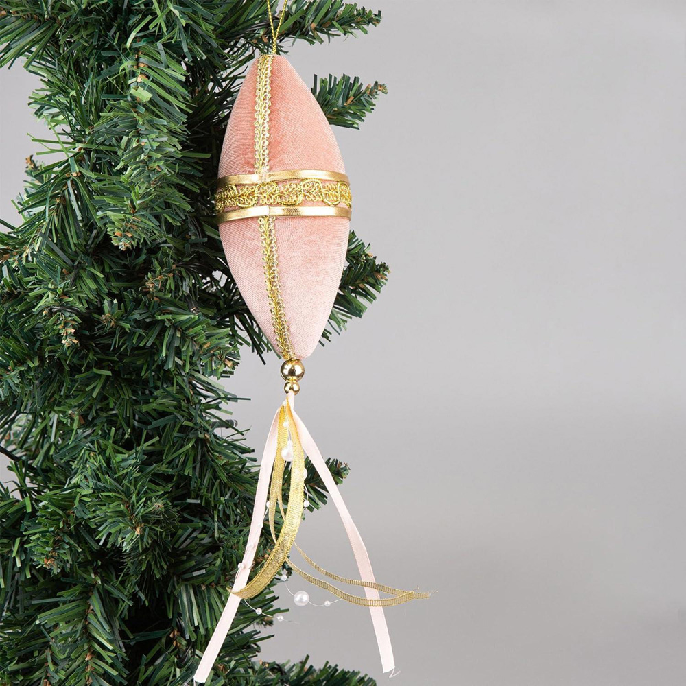 Shatchi Pink Oval Christmas Bauble 1 Pack 7X30Ccm Image 3