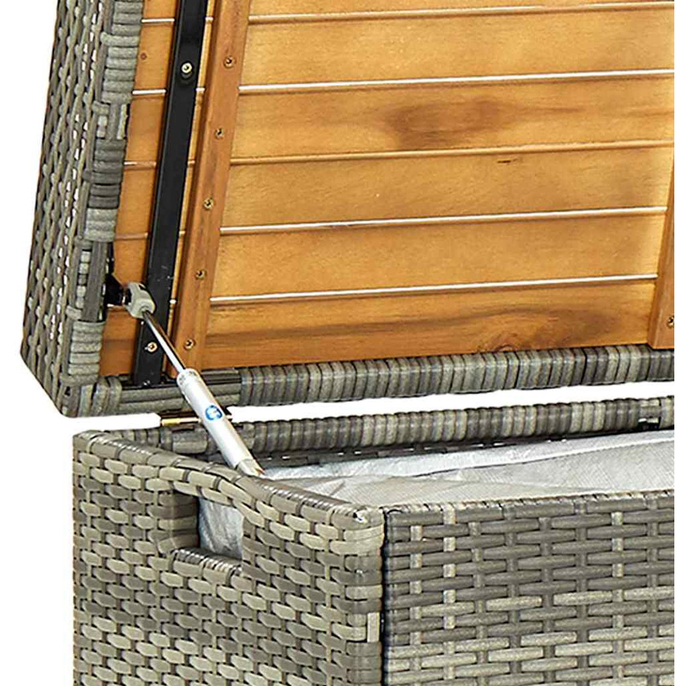 vidaXL Grey Poly Rattan Garden Storage Bench 120 x 50 x 50cm Image 5