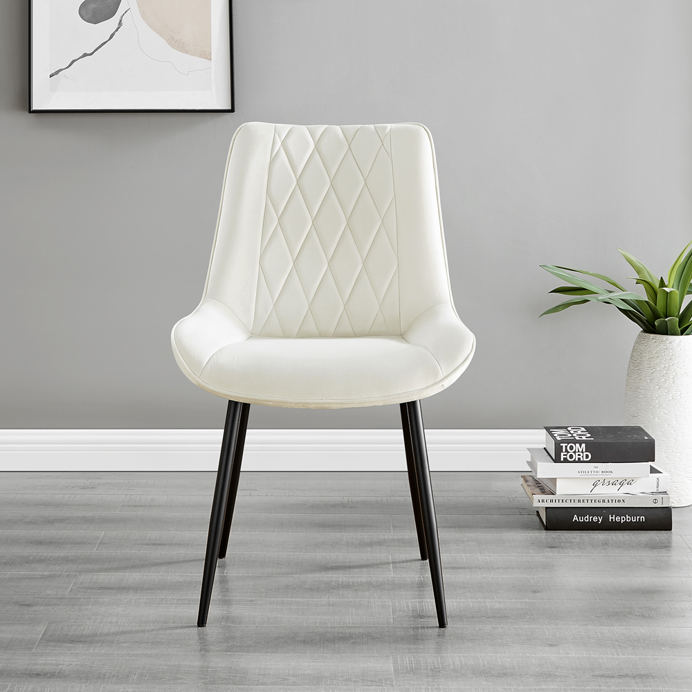 Furniturebox Copeland Cesano Marble Effect 6 Seater Dining Set White Cream and Black Image 4