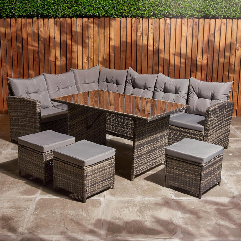 Home Treats 9 Seater L Shape Rattan Corner Sofa Set Image 1