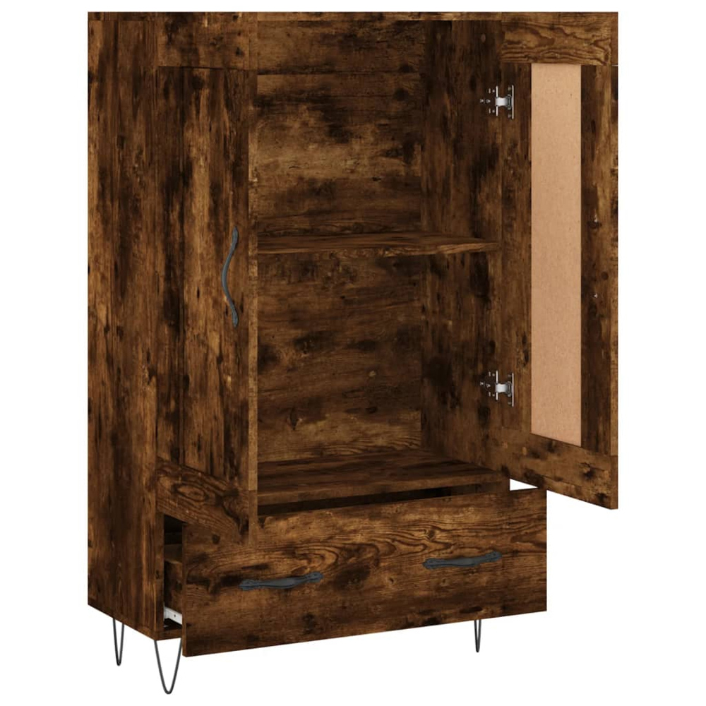 vidaXL 2 Door Single Drawer Smoked Oak Highboard Image 6