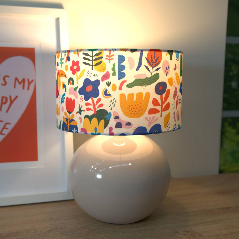 ValueLights Bosco Natural Stone Jungle Shade Ceramic LED Table Lamp Image 2