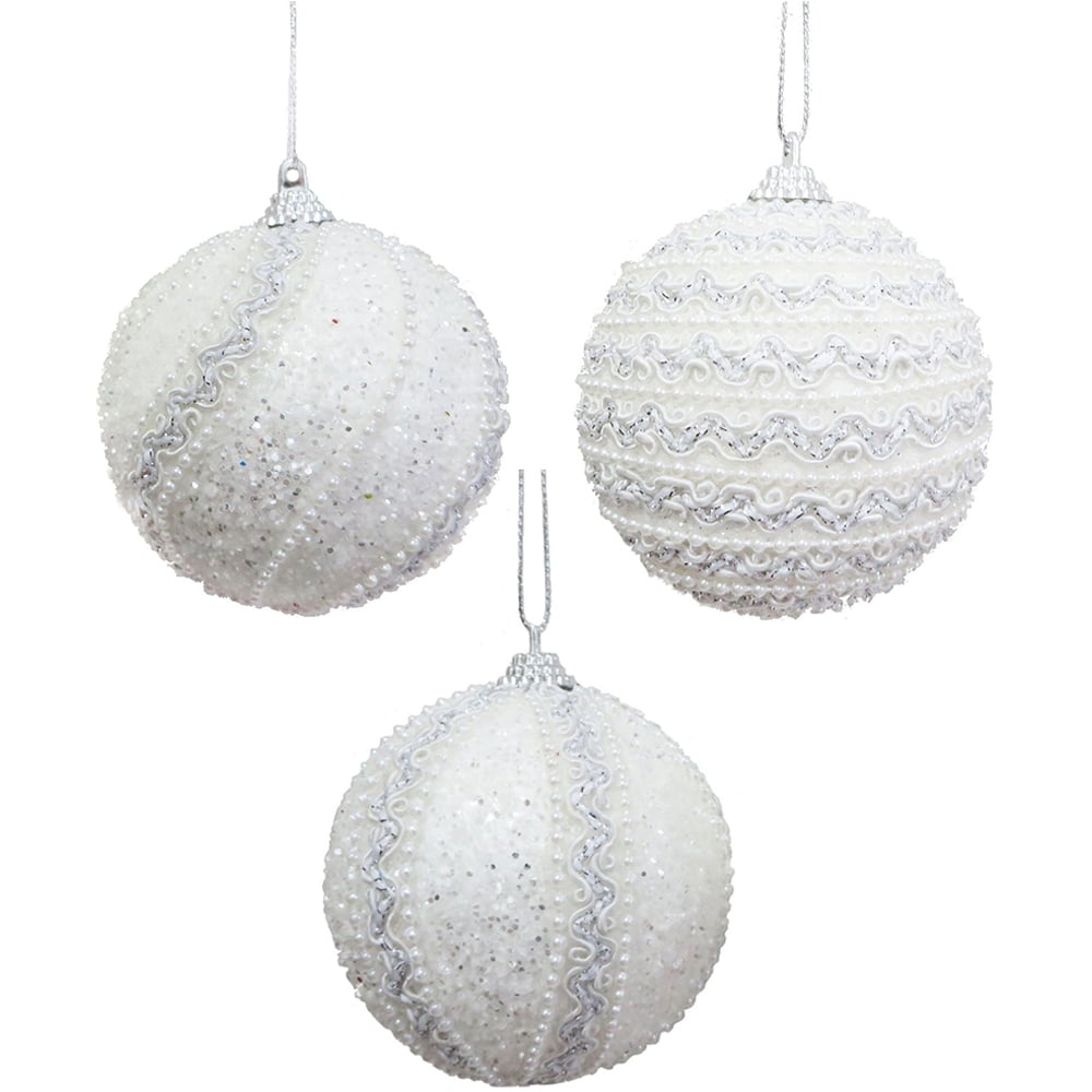 White and Silver Swirl Bauble - White Image 1