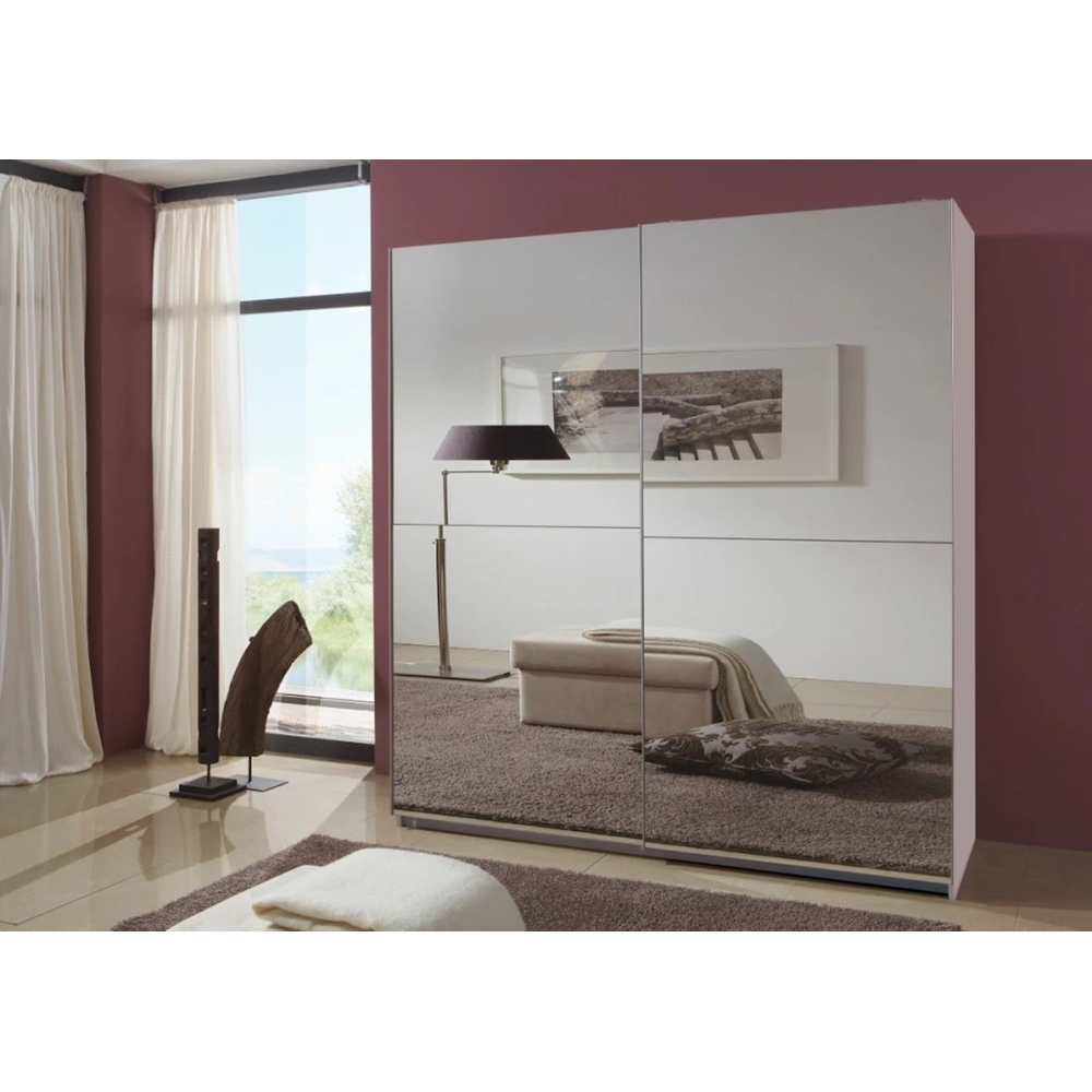 TJ'S Quba 2-Section White Mirrored Sliding Wardrobe Image 5