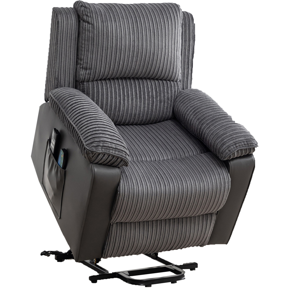 Furniture One Grey Electric Rise Recliner Armchair with Massager Image 2